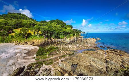 A colorful view of the north coast of Devon. Combe Martin Bay. England