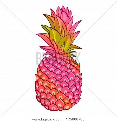 Pineapple creative trendy art poster. Neon colors, fashionable style memphis, neofank, rave Vector. Isolated. Print on T-shirt, cover, bag. Logo for trend cafe, bar