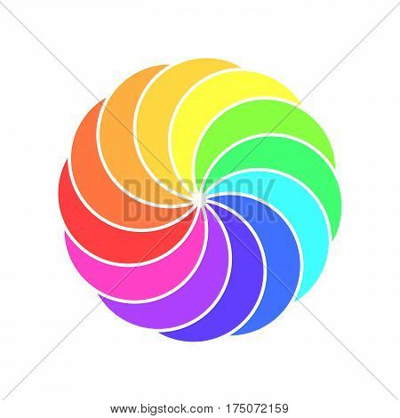 Rainbow spectrum color wheel. Children wind vane vector illustration.