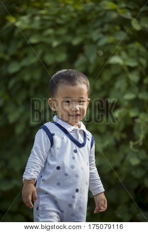 portrait of asian children happiness emotion toothy smiling face in garden