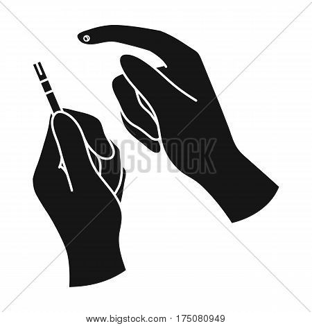 Test for quick measurement of blood sugar on a strip of paper.Diabetes single icon in black style vector symbol stock web illustration.