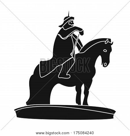 The monument to the military of Mongolia on horseback.The statue stands in Mongolia.Mongolia single icon in black style vector symbol stock web illustration.