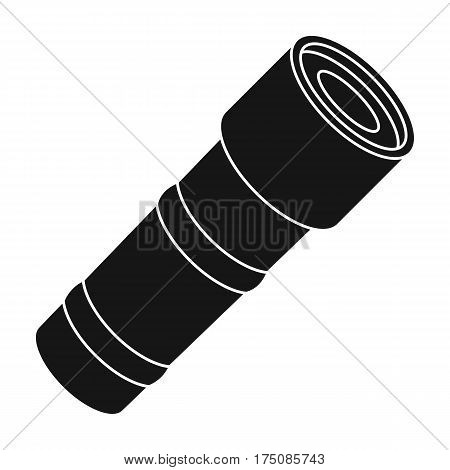 Flashlight icon in black design isolated on white background. Police symbol stock vector illustration.