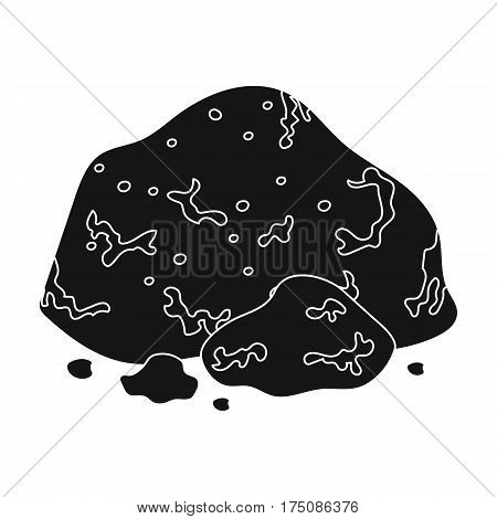 Golden ore icon in black design isolated on white background. Precious minerals and jeweler symbol stock vector illustration.