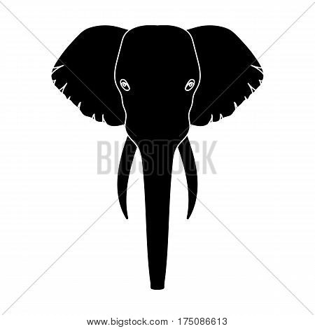 Elephant icon in black design isolated on white background. Realistic animals symbol stock vector illustration.