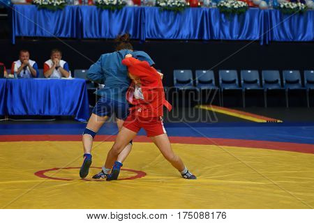Orenburg, Russia - 29 October 2016: Girls Compete In Sambo