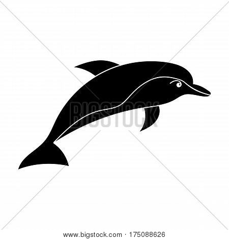 Dolphin icon in black design isolated on white background. Sea animals symbol stock vector illustration.