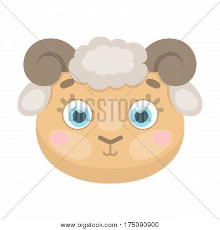 Ram muzzle icon in cartoon design isolated on white background. Animal muzzle symbol stock vector illustration.