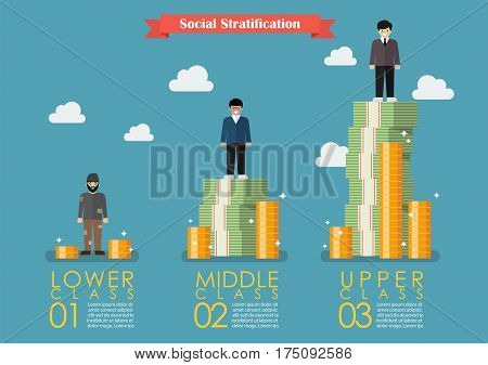 Social stratification with money infographic. Vector illustration