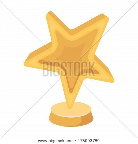 Gold award in the shape of a star.The prize for best role in an action film.Movie awards single icon in cartoon style vector symbol stock web illustration.
