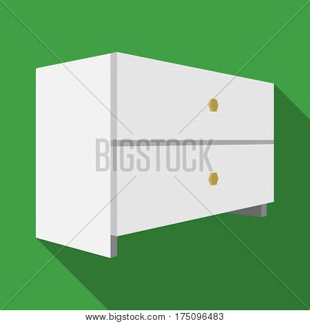 White bedside table with two drawers.Room accessories for all sorts of things.Bedroom furniture single icon in flat style vector symbol stock web illustration.