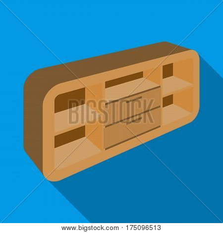 Wooden Cabinet with lockers and cupboards.TV stand.Bedroom furniture single icon in flat style vector symbol stock web illustration.
