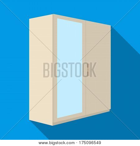 A small wardrobe with a clean mirror.Bedroom furniture single icon in flat style vector symbol stock web illustration.