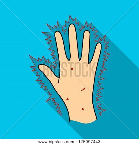 The arm of the patient with diabetes.Hand with eczema from diabetes.Diabetes single icon in flat style vector symbol stock web illustration.