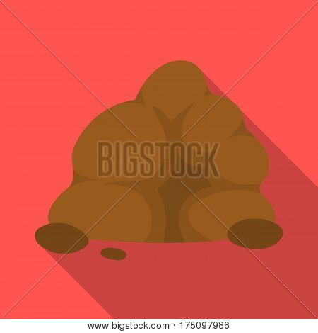 The small gray slide.A mountain that consists of a large number of small stones.Different mountains single icon in flat style vector symbol stock web illustration.