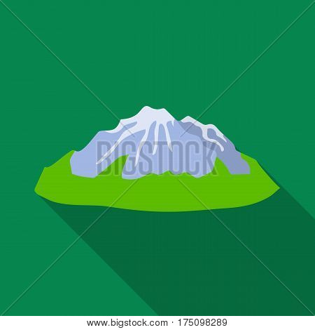 Green mountains.Mountain with snow.Different mountains single icon in flat style vector symbol stock web illustration.