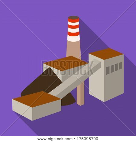 The plant with the pipe.Factory on processing of minerals from the mine.Mine Industry single icon in flat style vector symbol stock web illustration.