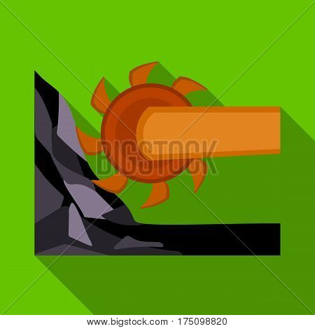Large cutting wheel. Machine for extraction of minerals.Mine Industry single icon in flat style vector symbol stock web illustration.