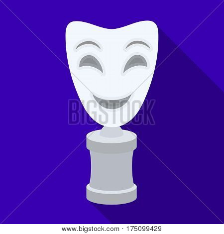 White mask MIME on the stand.The prize for best drama.Movie awards single icon in flat style vector symbol stock web illustration.