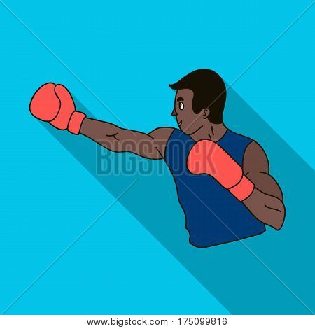 Brown boxer in Boxing gloves.The Olympic sport of Boxing.Olympic sports single icon in flat style vector symbol stock web illustration.