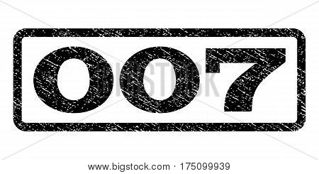 007 watermark stamp. Text tag inside rounded rectangle with grunge design style. Rubber seal stamp with dirty texture. Vector black ink imprint on a white background.