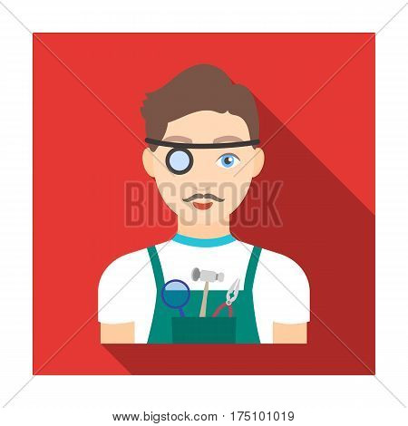 Jeweler icon in flat design isolated on white background. Precious minerals and jeweler symbol stock vector illustration.
