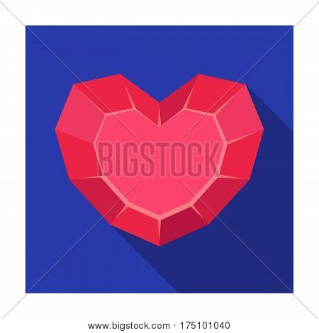 Heart-shaped gemstone icon in flat design isolated on white background. Precious minerals and jeweler symbol stock vector illustration.