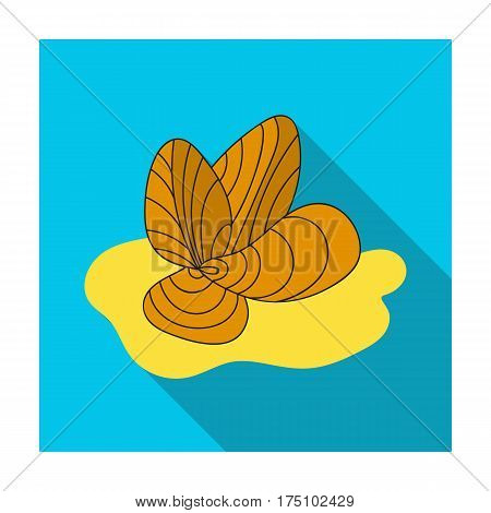 Mussels icon in flat design isolated on white background. Sea animals symbol stock vector illustration.