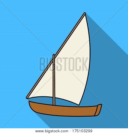 Little river sailing for fun.The boat which sails through the wind.Ship and water transport single icon in flat style vector symbol stock web illustration.