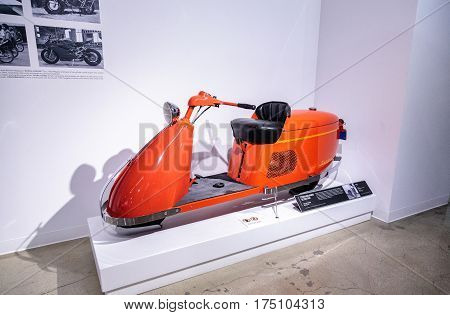 Orange 1947 Salsbury Model 85 Streamlined Scooter