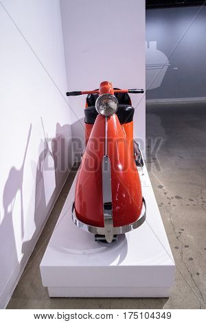 Orange 1947 Salsbury Model 85 Streamlined Scooter