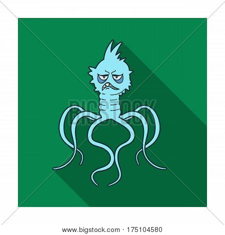 Blue virus icon in flat design isolated on white background. Viruses and bacteries symbol stock vector illustration.