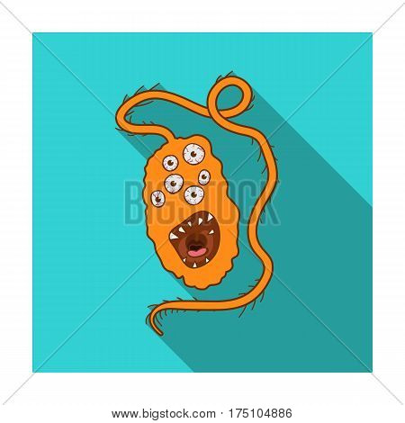 Orange virus icon in flat design isolated on white background. Viruses and bacteries symbol stock vector illustration.