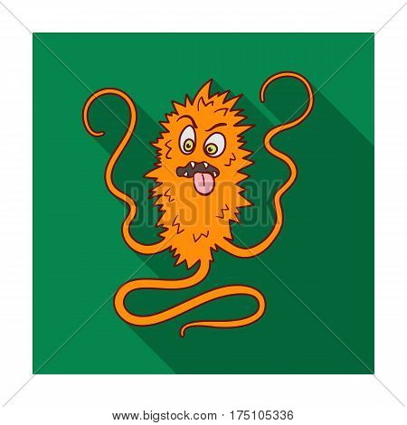 Orange virus icon in flat design isolated on white background. Viruses and bacteries symbol stock vector illustration.