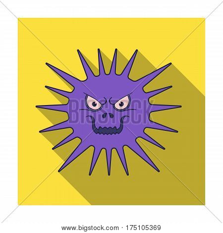 Gray virus icon in flat design isolated on white background. Viruses and bacteries symbol stock vector illustration.