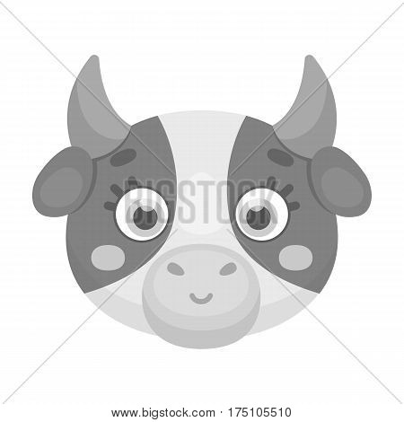 Cow muzzle icon in monochrome design isolated on white background. Animal muzzle symbol stock vector illustration.