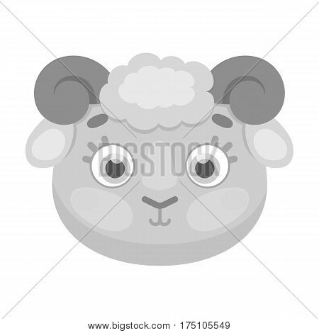 Ram muzzle icon in monochrome design isolated on white background. Animal muzzle symbol stock vector illustration.