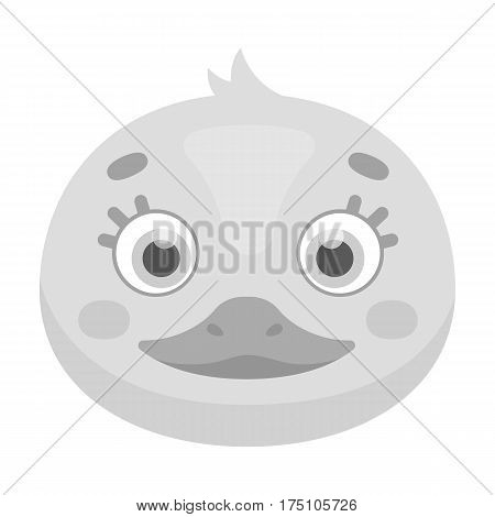 Duck muzzle icon in monochrome design isolated on white background. Animal muzzle symbol stock vector illustration.