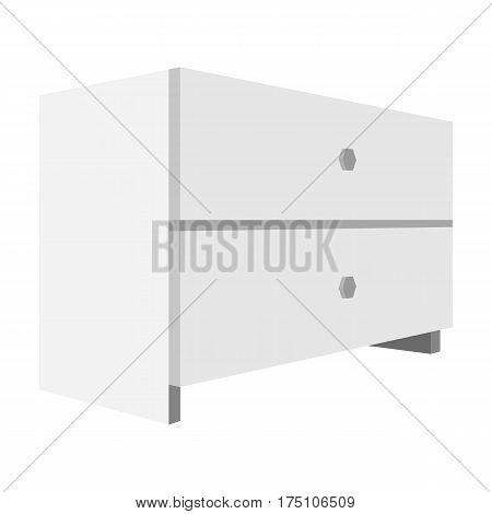 White bedside table with two drawers.Room accessories for all sorts of things.Bedroom furniture single icon in monochrome style vector symbol stock web illustration.