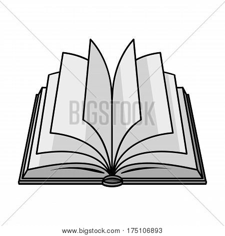 Opened book icon in monochrome design isolated on white background. Books symbol stock vector illustration.