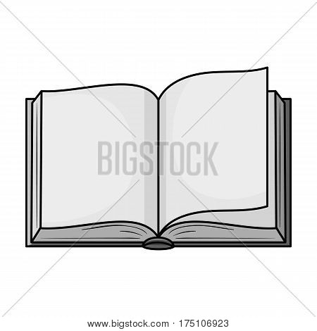Opened book icon in monochrome design isolated on white background. Books symbol stock vector illustration.