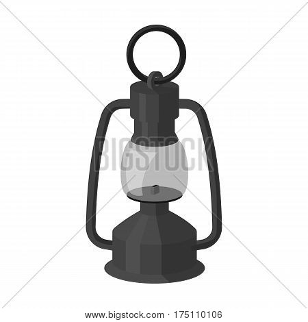 A gas lamp.The lighting device of miners.Mine Industry single icon in monochrome style vector symbol stock web illustration.