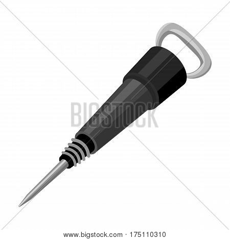Iron jackhammer. A hammer for pounding rocks.Tool miner.Mine Industry single icon in monochrome style vector symbol stock web illustration.