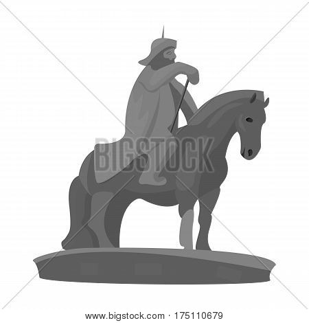 The monument to the military of Mongolia on horseback.The statue stands in Mongolia.Mongolia single icon in monochrome style vector symbol stock web illustration.