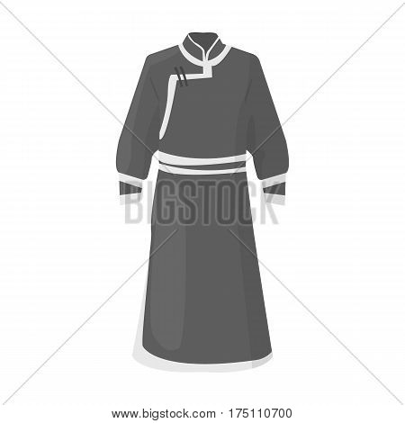 Blue Bathrobe of Mongolians.Fragment nominalnog clothes of Mongolia.Mongolia single icon in monochrome style vector symbol stock web illustration.