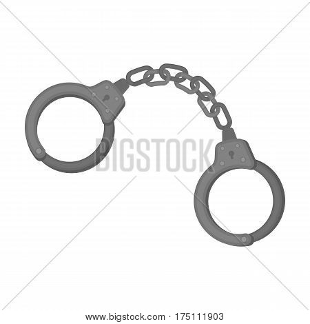 Handcuffs icon in monochrome design isolated on white background. Police symbol stock vector illustration.
