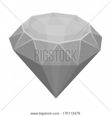 Diamond icon in monochrome design isolated on white background. Precious minerals and jeweler symbol stock vector illustration.
