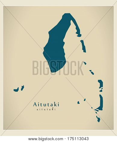 Modern Map - Aitutaki Ck Illustration Silhouette