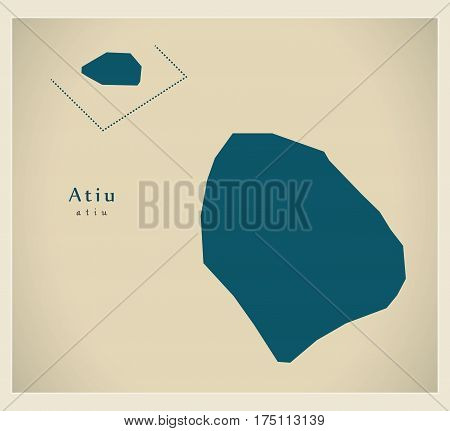 Modern Map - Atiu Ck Illustration Silhouette