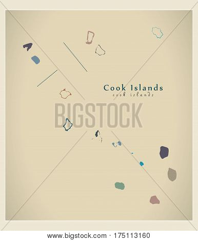 Modern Map - Cook Islands Details Colored Ck